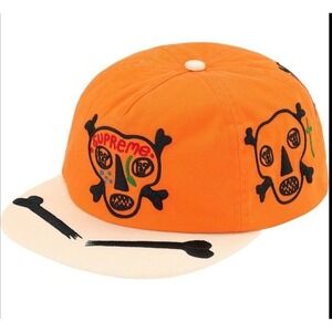Supreme Clayton Patterson Skulls 5-Panel Hat Orange Embroidered